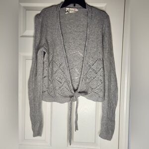 Pure DKNY  M/L Gray Lngslvs Knitted Tie WOOL CASHMERE Women’s Opened Cardigan